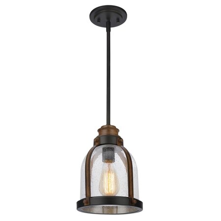 Westinghouse Pendant 60W Mini Cindy ORB Barnwood Accents Clear Seeded Glass 6356300